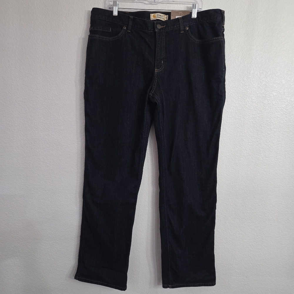 New Carhartt Blaine Flannel Lined Jeans Women's 18 Regular Straight Orig Fit